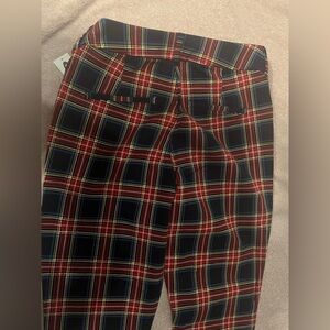 Plaid Trousers with Red and Black Check Pattern high rise